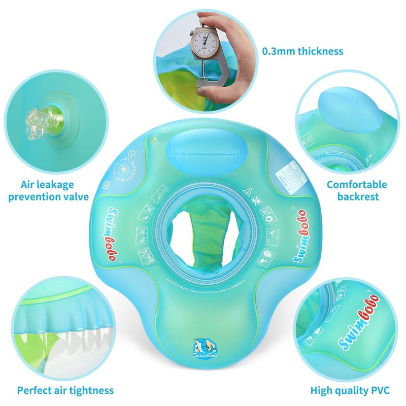 Swimbobo Baby Swimming Pool Float Inflatable Toddler Swim Pool Seat Floating Ring for Kids Aged 2-4 Years Old (Blue,Large) - Image 2